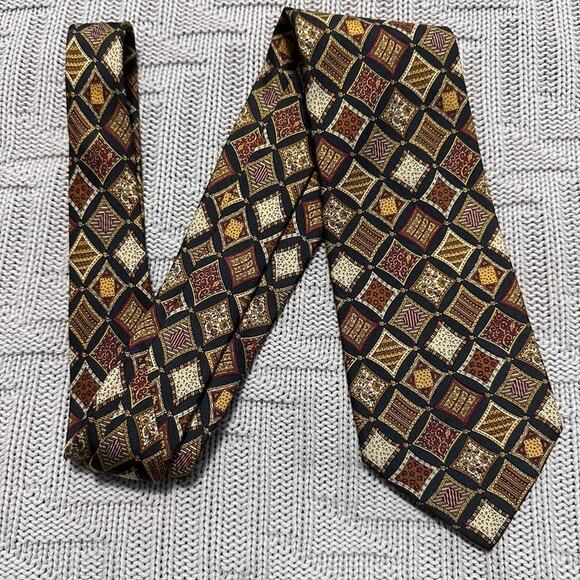 Vintage Ferragamo patchwork geometric pattern silk tie - Picture 1 of 5